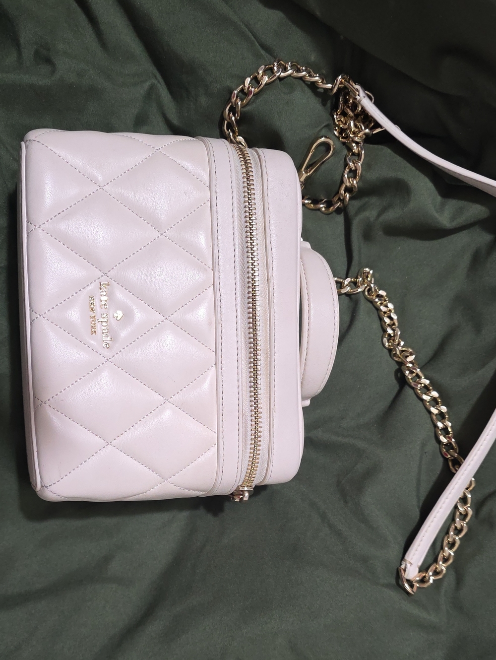 kate spade Quilted Cream Crossbody with Gold Chain Strap